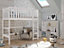 Elegant White Laura Loft Bed with Foam Bonnell Mattress - Safe & Stylish Space Saver (H1780mm W1980mm D970mm)