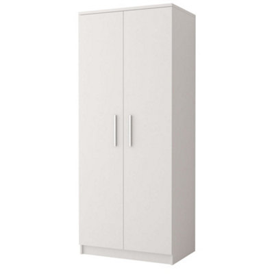 Elegant White Matt Hinged Wardrobe H1930mm W800mm D500mm - Spacious Storage for Modern Bedrooms