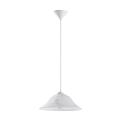 Elegant White Pendant Ceiling Light with Alabaster Shade - E27 Bulb Compatible