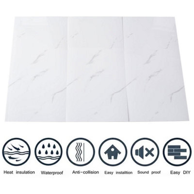 thumbnail image 2 of DriveMax 10-Pack Self-Adhesive Wall Tiles – 60x30cm Peel & Stick, Waterproof, Marble Effect, For Kitchen & Bathroom (1.8m²) 2 of 10