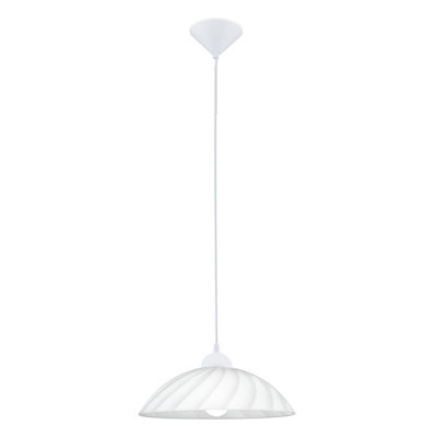 Elegant White Satin Glass Pendant Ceiling Light with E27 Bulb Fitting