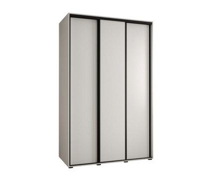 Elegant White Sliding Wardrobe H2050mm W1600mm D600mm with Customisable Black Steel Handles