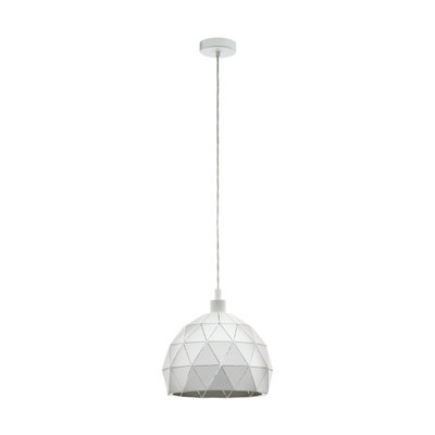 Elegant White Steel Pendant Ceiling Light with Adjustable Height