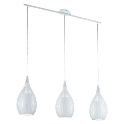 Elegant White Steel Pendant Ceiling Light with Satin Glass Shade