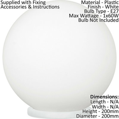 Elegant White Table Lamp with Opal Glass Shade and E27 Bulb Socket
