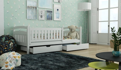 Elegant White Terry Bed for Kids with Storage and Bonnell Mattress (H)850mm (W)1980mm (D)970mm, Sleek and Spacious