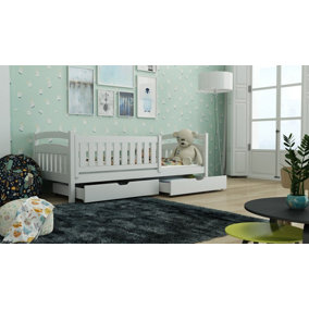 Elegant White Terry Bed for Kids with Storage and Bonnell Mattress (H)850mm (W)1980mm (D)970mm, Sleek and Spacious