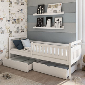 Elegant White Terry Kids' Bed (H)850mm (W)1980mm (D)970mm with Smart Storage Solution