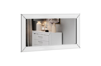 Elegant White Wall Mirror H640mm W1200mm D30mm - Timeless Design for Spacious Interiors