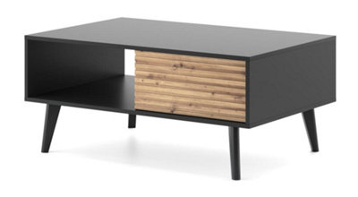 Elegant Willow Coffee Table H460mm W1040mm D680mm in Oak Artisan & Black - Stylish Storage Solution