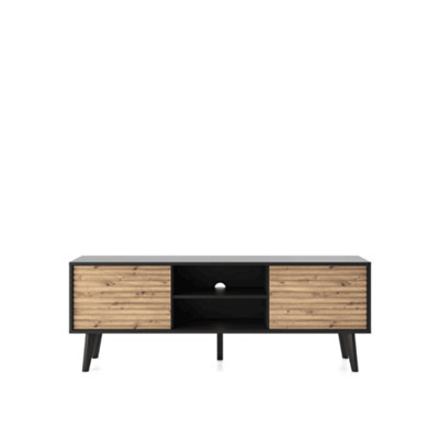 Elegant Willow TV Cabinet H560mm W1540mm D390mm in Oak Artisan & Black - Stylish Entertainment Centre