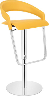 Eleganza Leather Kitchen Bar Stool, Chrome Footrest, Adjustable Swivel Gas Lift, Breakfast Bar & Home Barstool, Mustard Yellow