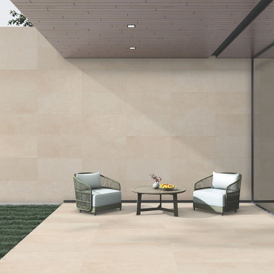 Element Crema Stone Effect Matt Porcelain Indoor Wall & Floor Tiles ...