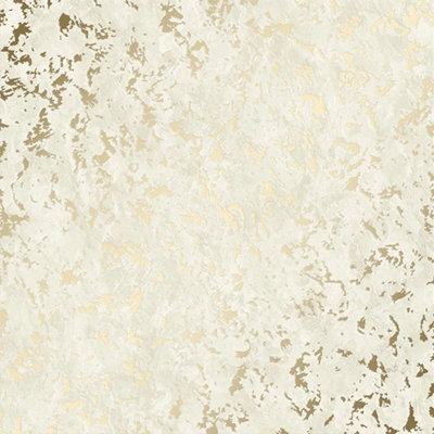Element Industrial Metallic Wallpaper in Ivory and Gold