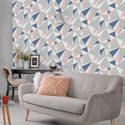 Elements Glacier Wallpaper Navy / Coral Holden 90461