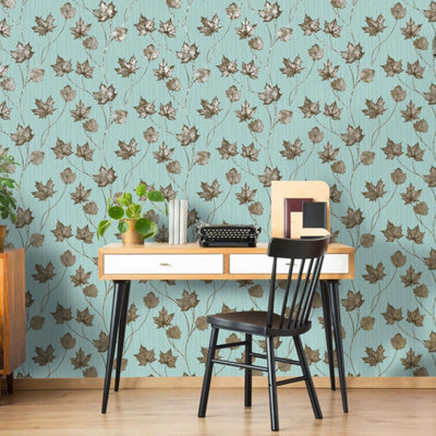 Elements Maple Wallpaper Teal Holden 90400