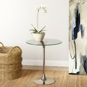 Eleni Side/End Table-Clear Glass Top,Gold Finish Metal Base
