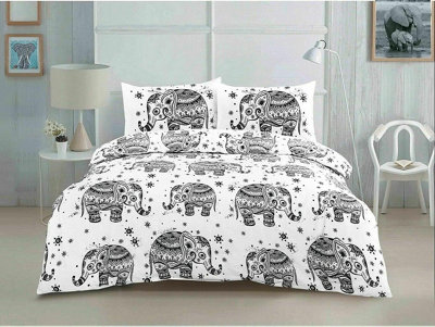 Elephant Animal Geometric Printed Easy Care Duvet Cover Set