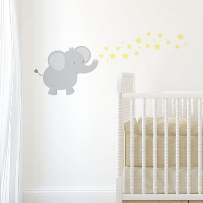 Elephant Blowing Stars Wall Sticker | DIY at B&Q