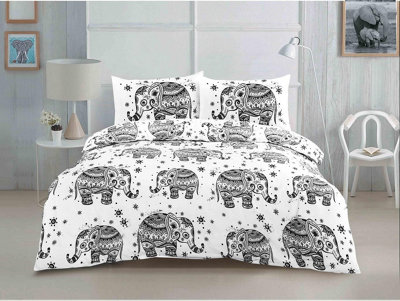 Elephant Duvet Cover Set Black/White Bedding