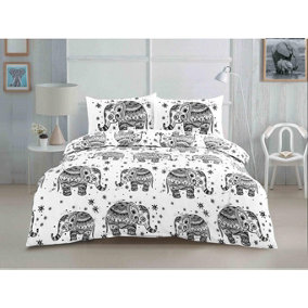 Elephant Duvet Cover Set Black/White Bedding