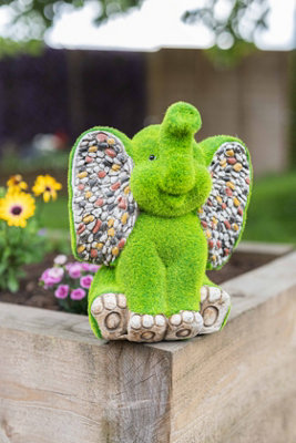 Elephant Garden Ornament with Flocked Moss