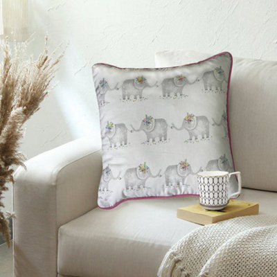 Elephant Parade Cushion/Pillow, White. 45x45cm