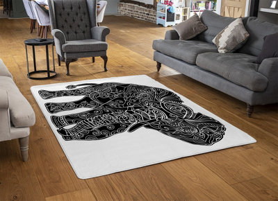 Elephant Silhouette Designer Special Soft Home Rug
