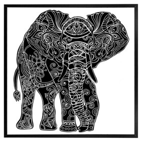 Elephant silhouette (Picutre Frame) / 24x24" / Black