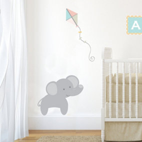 Elephant with Kite Wall Sticker