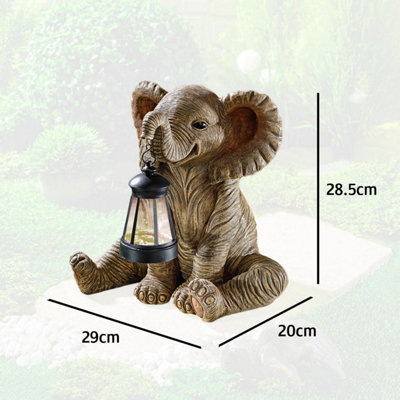 Elephant with Solar Lantern - Weatherproof Polyresin Garden