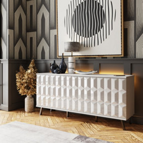Elevate Sideboard White mood lighting and phone charging