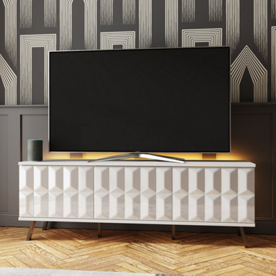 Elevate White  TV Cabinet with mood lighting & Intelligent eye