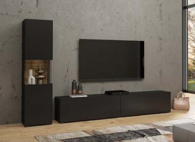 Elevate Your Entertainment Area: Ava 09 TV Unit for 75" TVs in Sleek Black - Organise & Style Your Living Room with Class