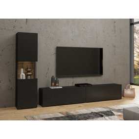 Elevate Your Entertainment Area: Ava 09 TV Unit for 75" TVs in Sleek Black - Organise & Style Your Living Room with Class