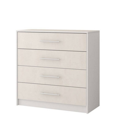 Elevate Your Space with the Elegant Aurelia Chest of Drawers (900mm x 890mm x 400mm) in Silk White