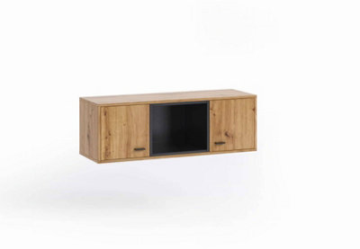 Elevate Your Wall Space with the Versatile Olier 11 Wall Hung Cabinet 1050mm x 350mm x 330mm in Rustic Oak Artisan & Black