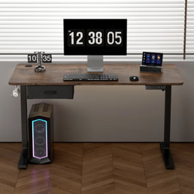Elevate Your Workspace with the Height Adjustable Electric Standing Desk complete with USB A Charger point 120cm Distressed wood