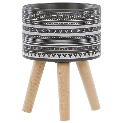 Elevated Plant Pot ARGINIA Ceramic 25 cm Grey