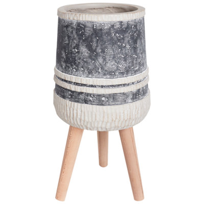 Elevated Plant Pot ARISAEMA Ceramic 27 cm Grey