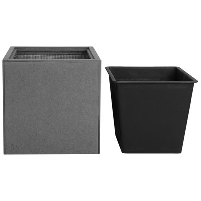 Elevated Plant Pot DRIMOS Stone 30 cm Light Grey Grey