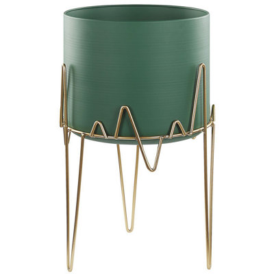 Elevated Plant Pot KALANDRA Metal 28 cm Dark Green