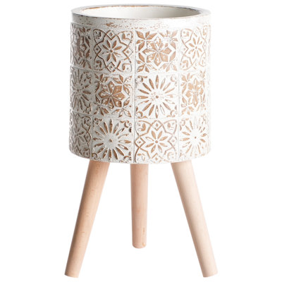 Elevated Plant Pot KARISTOS Ceramic 36 cm Off-White