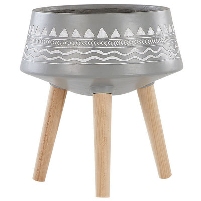 Elevated Plant Pot WERIA Ceramic 42 cm Light Grey