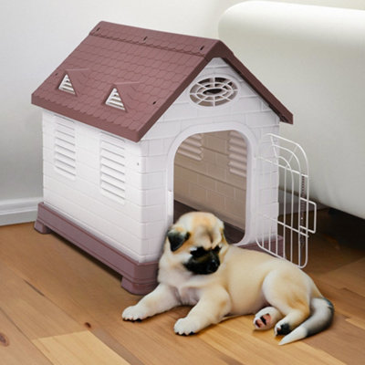 Elevated Plastic Dog House Dog Kennel Dog Crate with Lock Door 480x660x620mm