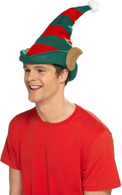 Elf Hat, Red and Green with Ears, Christmas Fancy Dress Accessory, Elf Dress  Up Hats Halloween
