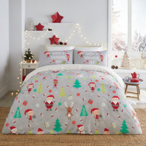 Elf & Santa Christmas Duvet Cover Set