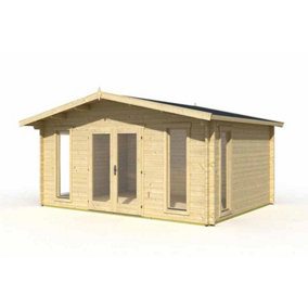 Elgin 44 w/o doors + Elgin 44 SGC-Log Cabin, Wooden Garden Room, Timber Summerhouse, Home Office - L527.9 x W430 x H267.9 cm