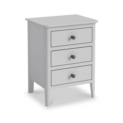 Elgin Grey 3 Drawer Bedside Table Fully Assembled - By Roseland Furniture