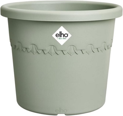 Elho Algarve Cilindro 48cm Thyme Green Recycled Plastic Plant Pot with Wheels